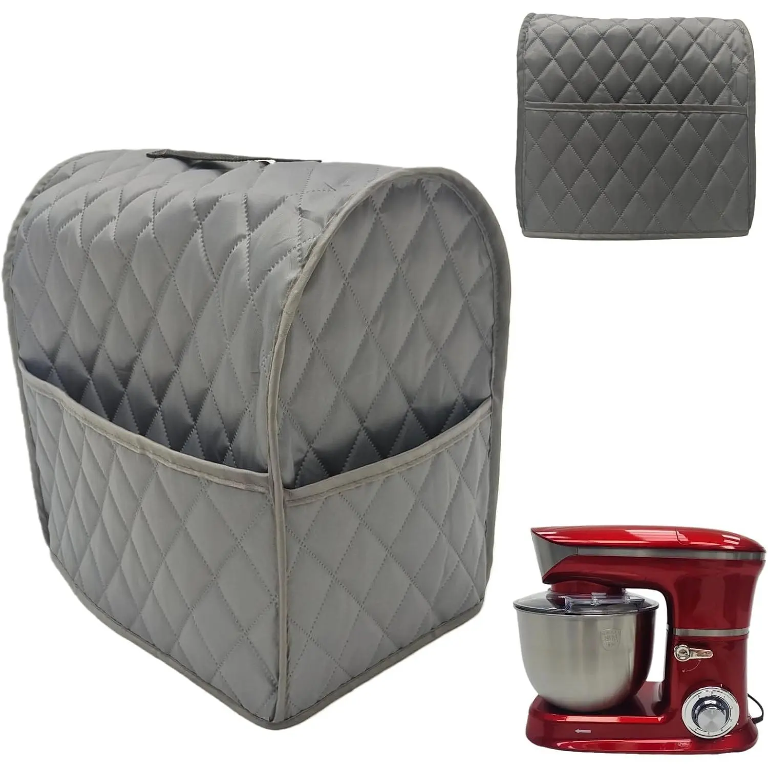 Mixer Dust Cover for 5.5-7 Quart Stand Mixer,Cloth Cover with 2 Storage Pockets and Top Handle for  Kitchen Counter Appliance Accessories