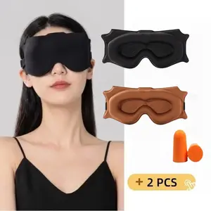 Comfortable Sleep Eye Mask, Adjustable 6D Light-Blocking Design, Soft Skin-Friendly Material, Unisex Two-Pack with Earplugs Included