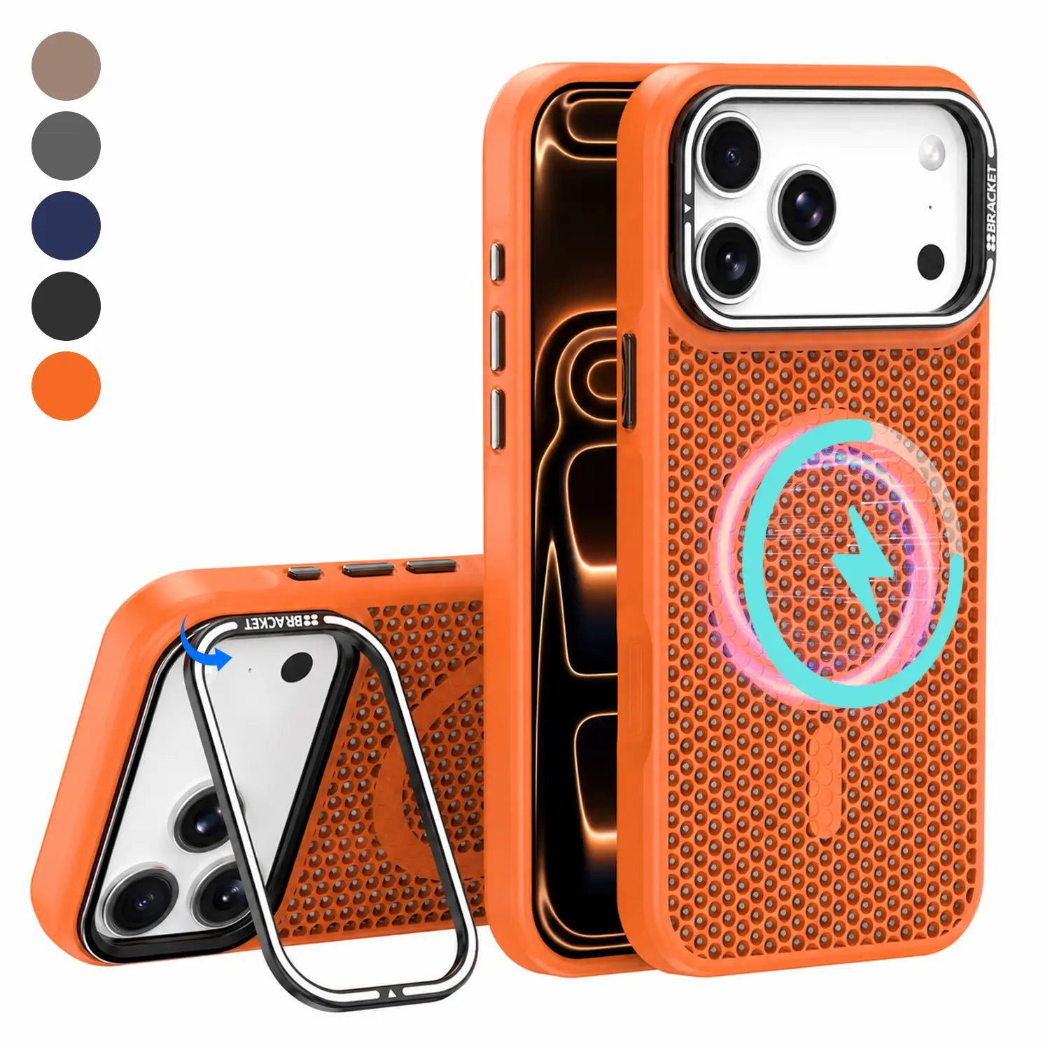 Magnetic Heat Dissipation case for iPhone 17 Pro Max 16 15 13/14,for MagSafe,Cooling Drop Protection,Adjustable Kickstand case,Ice Armour Cool Matte