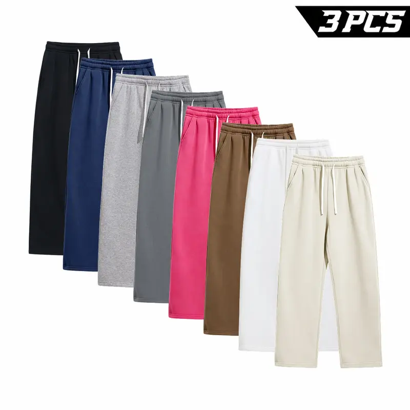 Men's 3 Pack Open Leg Sweatpants, with Straight Leg Fit and Practical Pockets, for Everyday Styling, Downtime and Travel