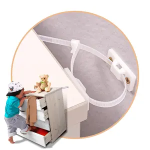 12 Pairs Adjustable Baby Proofing Anti-Tip Furniture Anchors, Child Safety Cabinet Straps Anchoring Kit, Secure Dresser Shelf Furniture to Wall, Protect Toddler Kid Pet
