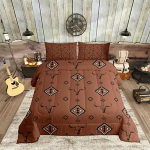 Southwestern Geometric Comforter Sets for Adults,Cowboy Boho Aztec Bedding Sets Youth Teens Bedroom Decor,Tribal Ethnic Comforter 3 Pcs with 2 Pillowcases,Duvet Insert,Queen Size