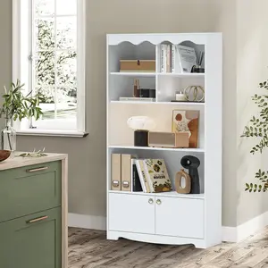 GARVEE5-Tier Bookcase and Bookshelf, Large 63 Inch Tall Floor Standing Book Shelf for Home Office, Toy Display Storage Shelves, Bookcase Storage Shelves for Bedroom Living Room Office, White