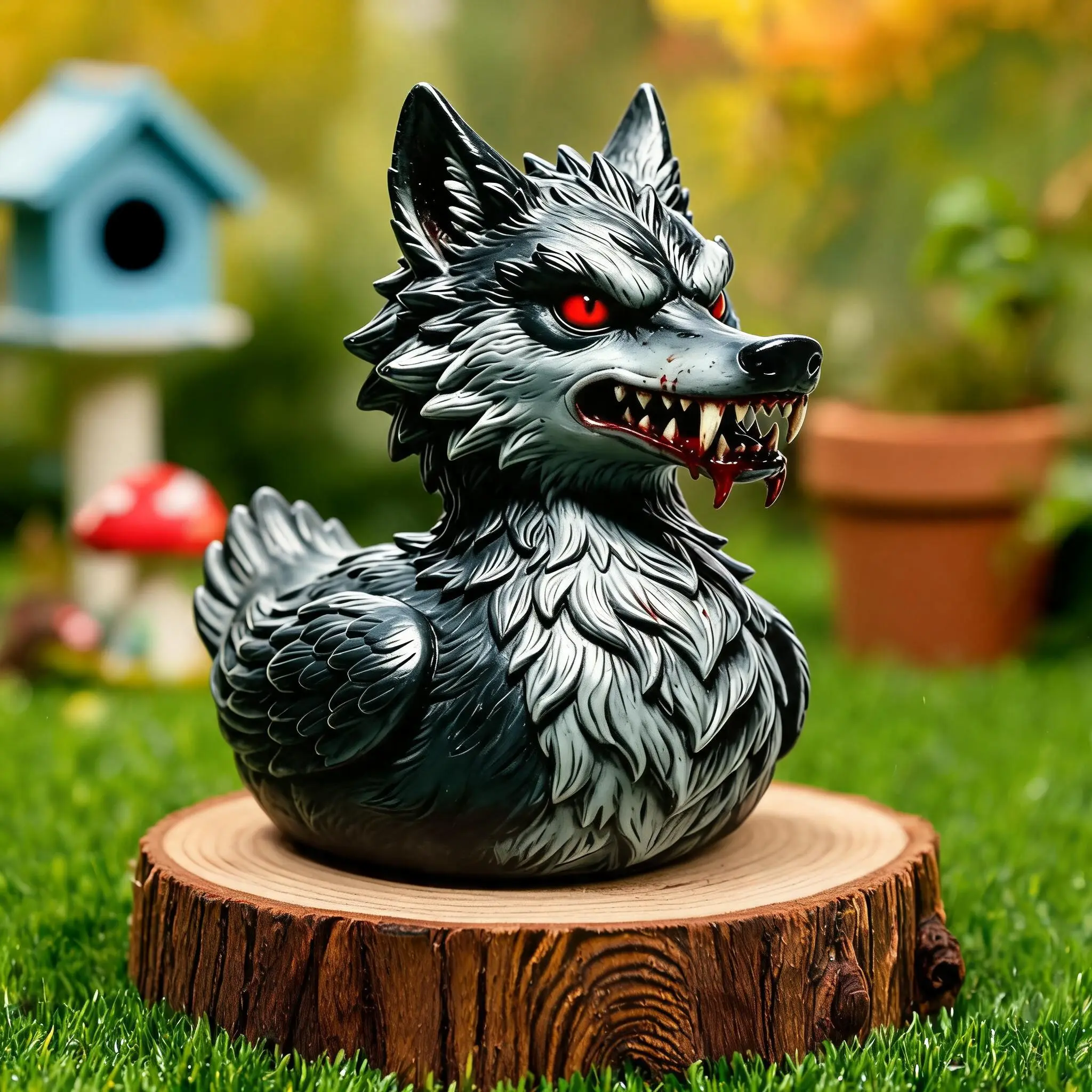 Dark Wolf Duck Resin Ornament, Gothic Horror Desk Decor, Halloween Funny Collectible, Creative Gift, Unique Home Decoration, Resin Animal Sculptures, Resin Figurine Statue, Resin Animal Ornaments