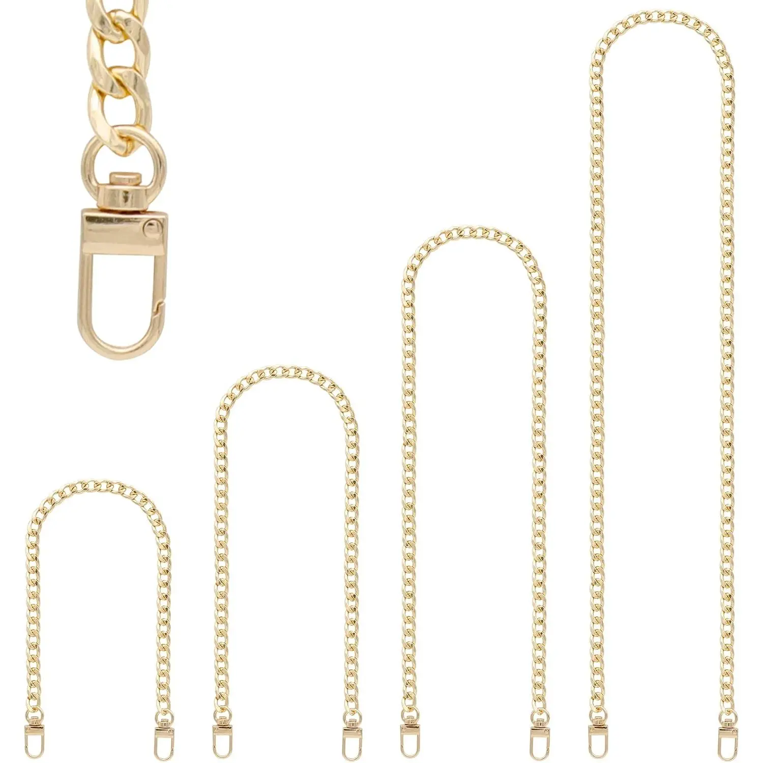 4 count Different Sizes Iron  Flat Chains Iron, Metal Chain Strap for DIY Purse Handbag  Crossbody Bag Clutch (15.4 Inch, 23.6 Inch, 31. 4 Inch, .2 Inch)