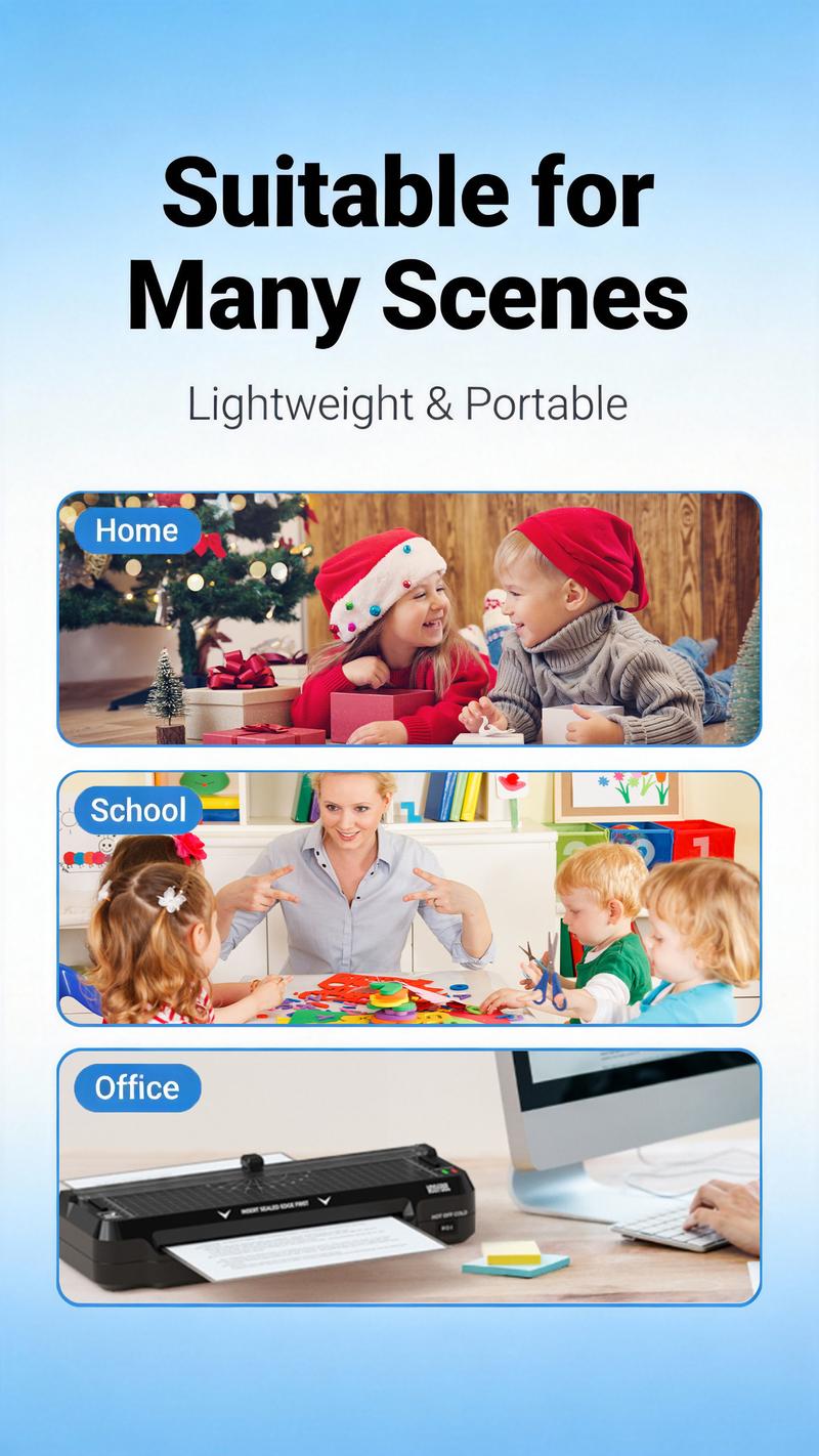 4-IN-1 Portable A4 Laminator with 60s Warm-Up Precision Cutting & No Wrinkles Technology for Photos Docs Cards Compact Size Versatile Input Efficient Laminating Ideal for Home Office School