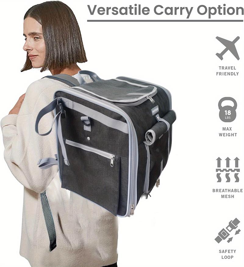 15 Lbs Expandable Soft-Sided Pet Carrier Backpack - 4 Open Doors, Collapsible, Quick Release Dog Bike Seat, 4 Mesh Windows, Ventilated, Reflective, Durable, Easy to Install, Portable Dog Bike Basket for Small Dogs, Cats, Puppies 15 Lbs Expandable Soft-Sided Pet Carrier Backpack - 4 Open Doors, Collapsible, Quick Release Dog Bike Seat, 4 Mesh Windows, Ventilated, Reflective, Durable, Easy to Install, Portable Dog Bike Basket for Small Dogs, Cats, Puppies