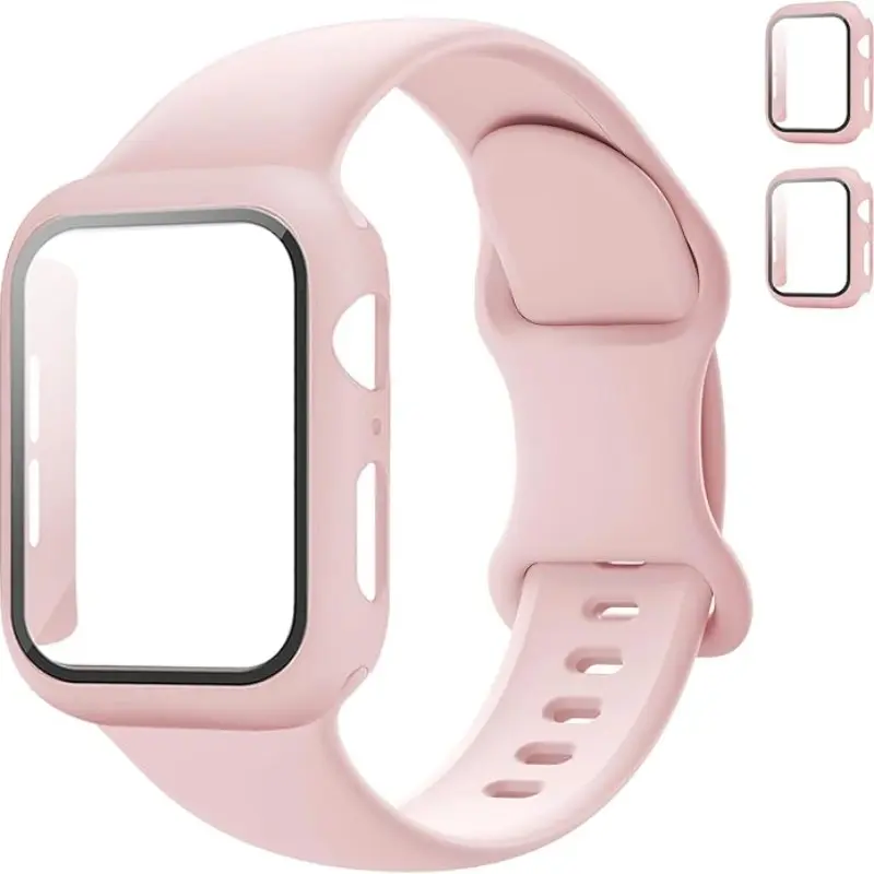 Sport Band and Case for Apple Watch Band 40mm 44mm 46mm 42mm 41mm 45mm 38mm iWatch Bands for Women/Men,Silicone Durable Waterproof Protective Strap with Cover Combo Protection for Apple Watch Series 11 10 9 8 7 6 5 4 SE Ultra/2 3