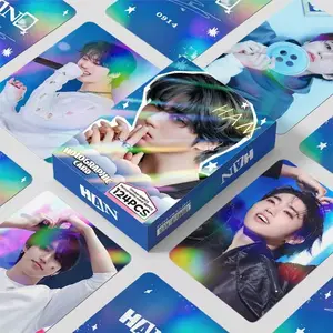 124 Laser Effect Laser Cards Han Album Theme Holographic Card, Flashy Star Merchandise, Collectible Small Cards, Perfect for Fans and Collectors