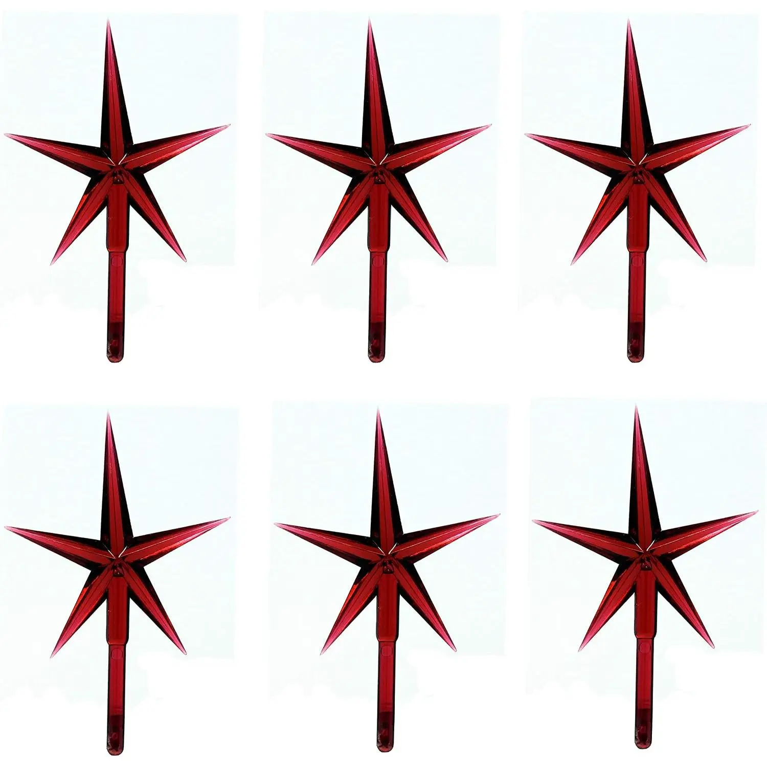 6 Pack Multicolor Stars Ceramic Christmas Tree Lights Plastic Light Decorations -   Christmas Tree Ornaments