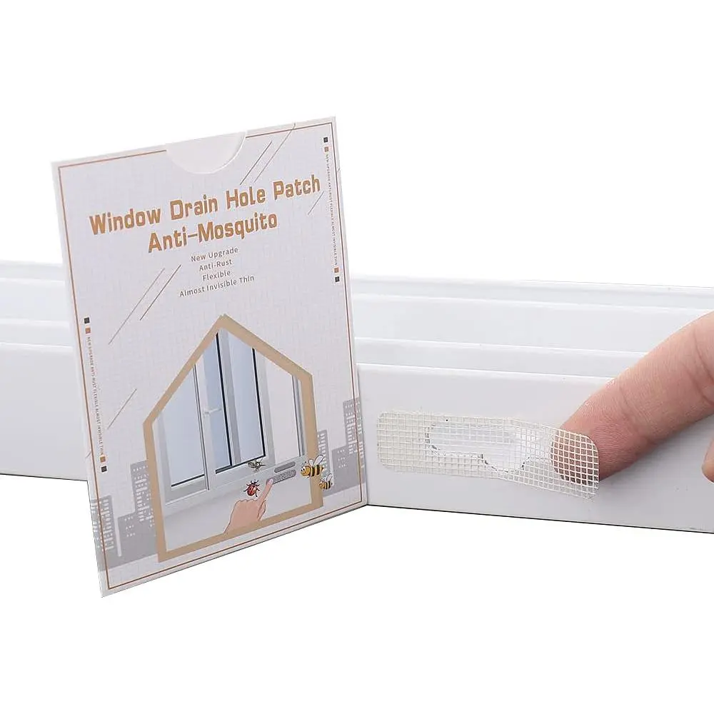 50-Count Adhesive Stick-On Synthetic Window Weep Hole Screen Patch, White Plastic, Sun-Resistant
