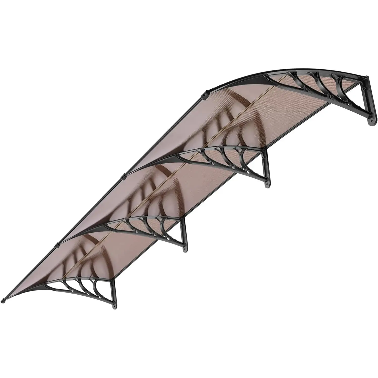 Spliced Polycarbonate Door Window Awning - Outdoor Sun Shade Canopy with Brown Panel, Black Brackets, 40x120 in (Sports & Outdoor Camping Shelter)