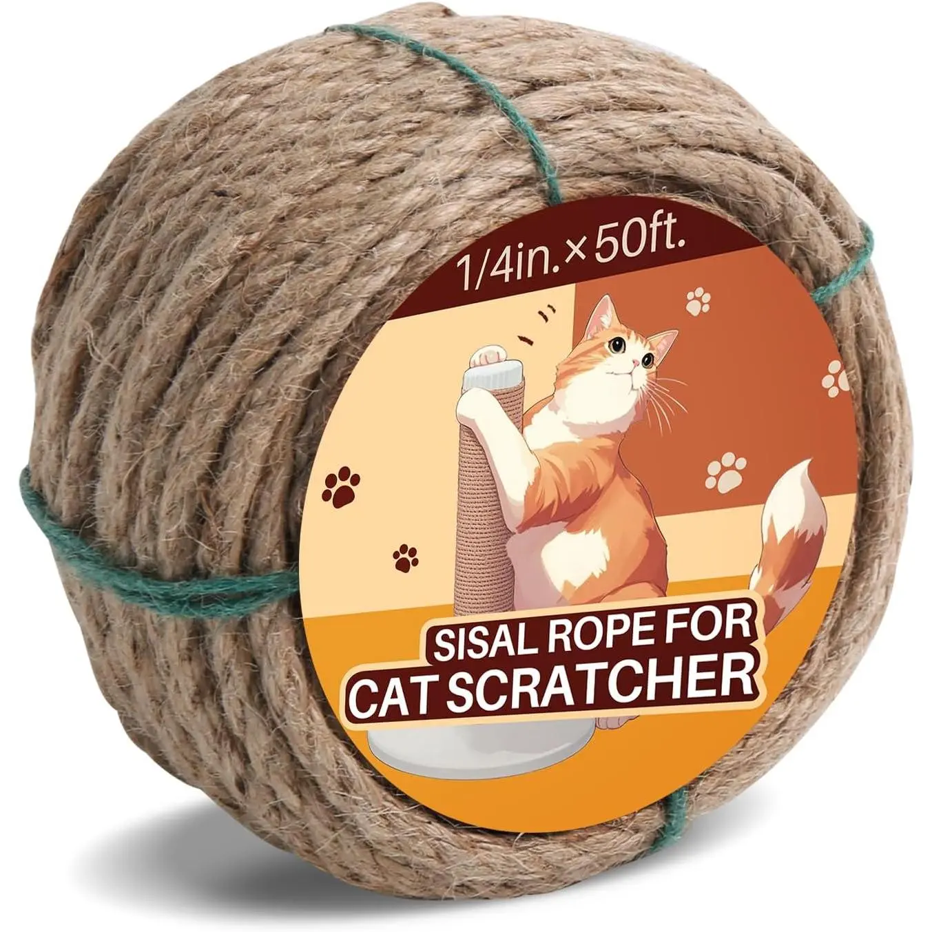 Sisal Rope for  Scratcher 1/4" 50 Ft  Tree Rope Twine for Repairing     DIY  Rope for Carpet Mat Kicker House,  , and Crafts Gardening  Decorating