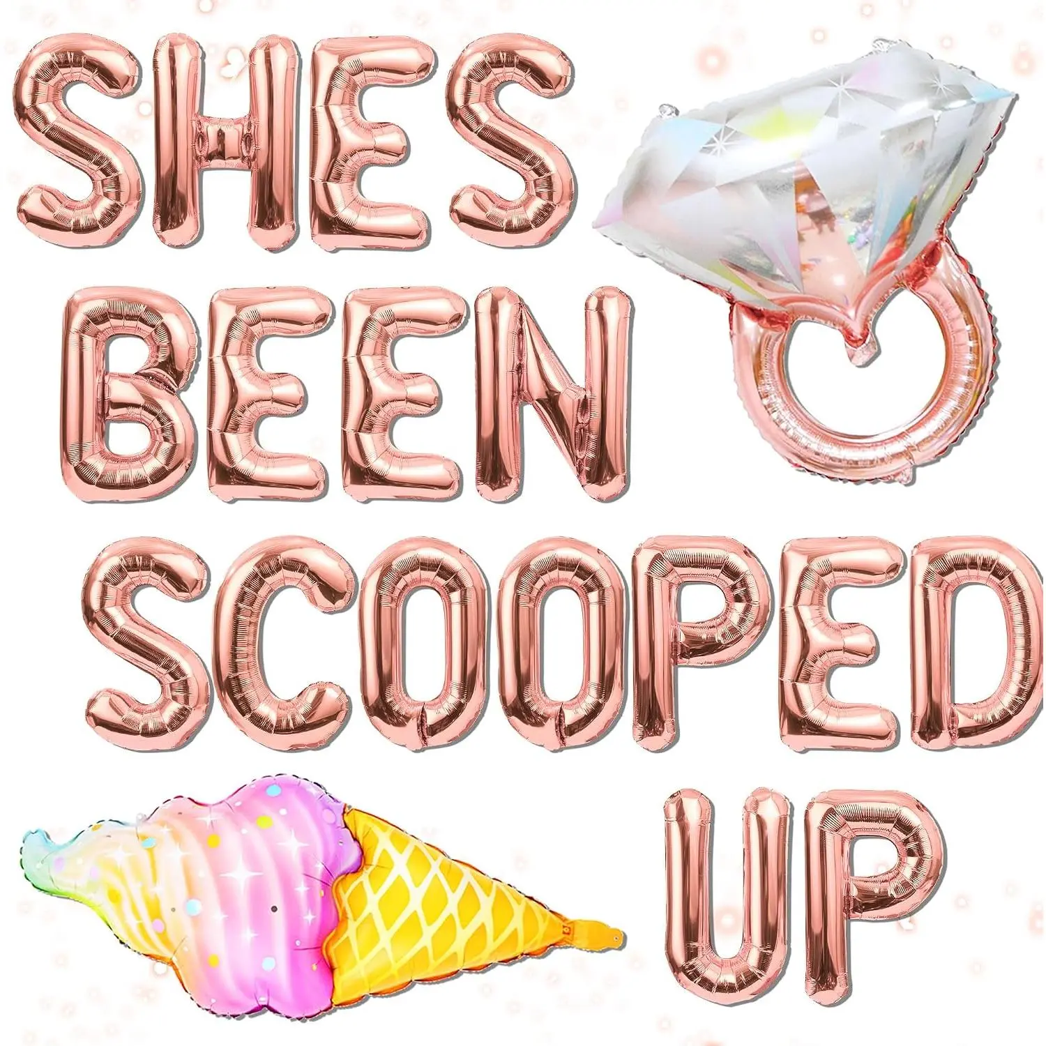Shes Been Scooped Up Bridal Shower Decorations Ice Cream Balloon Banner | Shes Been Scooped Up Ice Cream Balloon Banner Bachelorette Party Supplies Bridal Shower Decor Diamond Ring Balloon Party