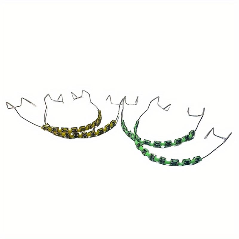 1 Pair Temporary Fake Braces - Customizable Colorful  Brackets with Elastic Ligature Ties, Comfortable Dental Alignment Tool for Teeth Shaping, Aesthetic Orthodontic Simulation  Sports Protection (Includes Storage Box), Orthodontics