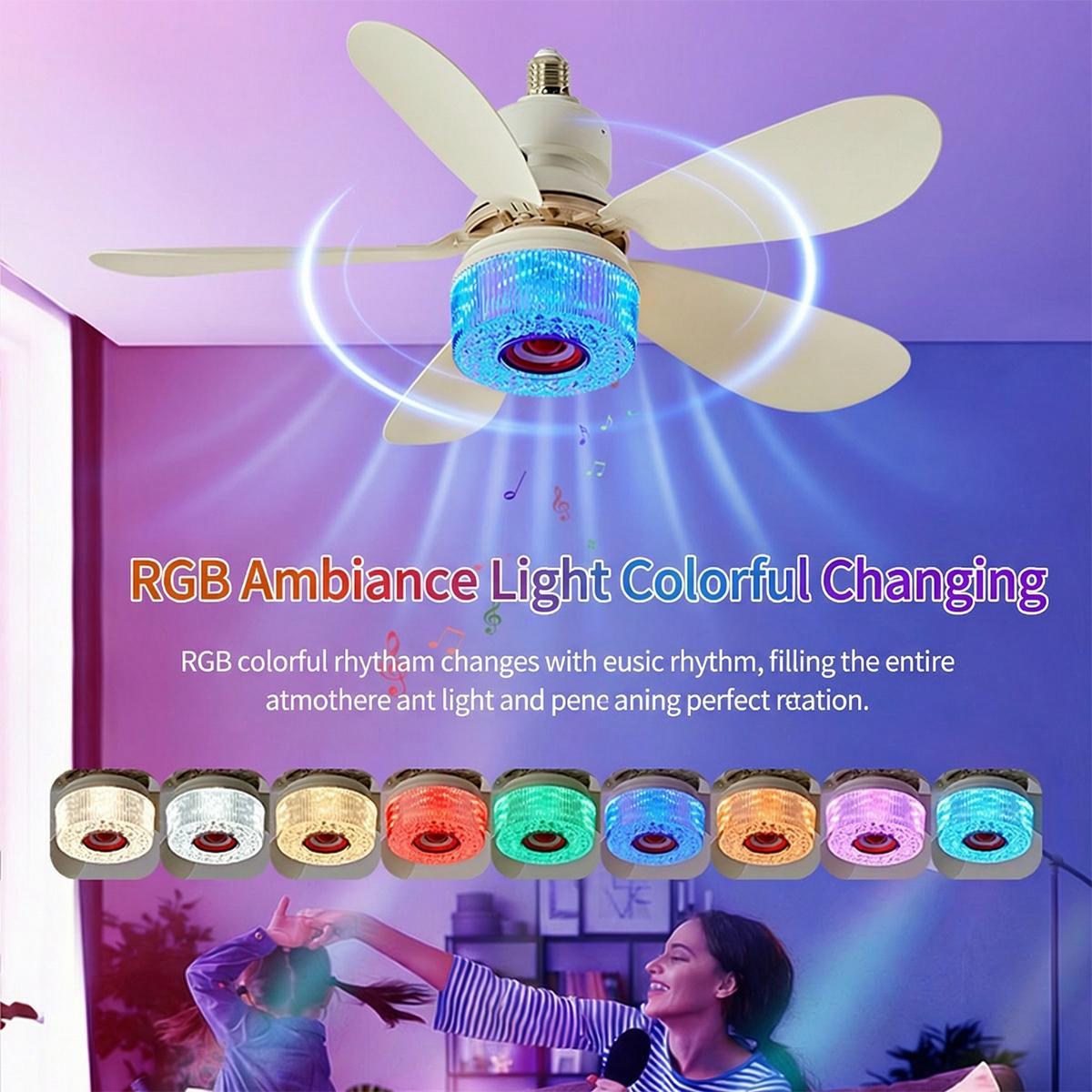 Ceiling Fan with Lights, RGB Ceiling Fan with Lights & Bluetooth Speaker - 3-Speed Reversible Motor, Edge Ambient Lights | Full-Spectrum Smart Lighting for Indoor/Outdoor