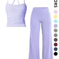 Women's Sportswear Two-Piece Set High-Waisted Straight-Leg Pants Yoga Fitness Clothing Quick-Dry Tight-Fit Fitness Casual Sports Wear, Outdoor Stretchy Sportswear