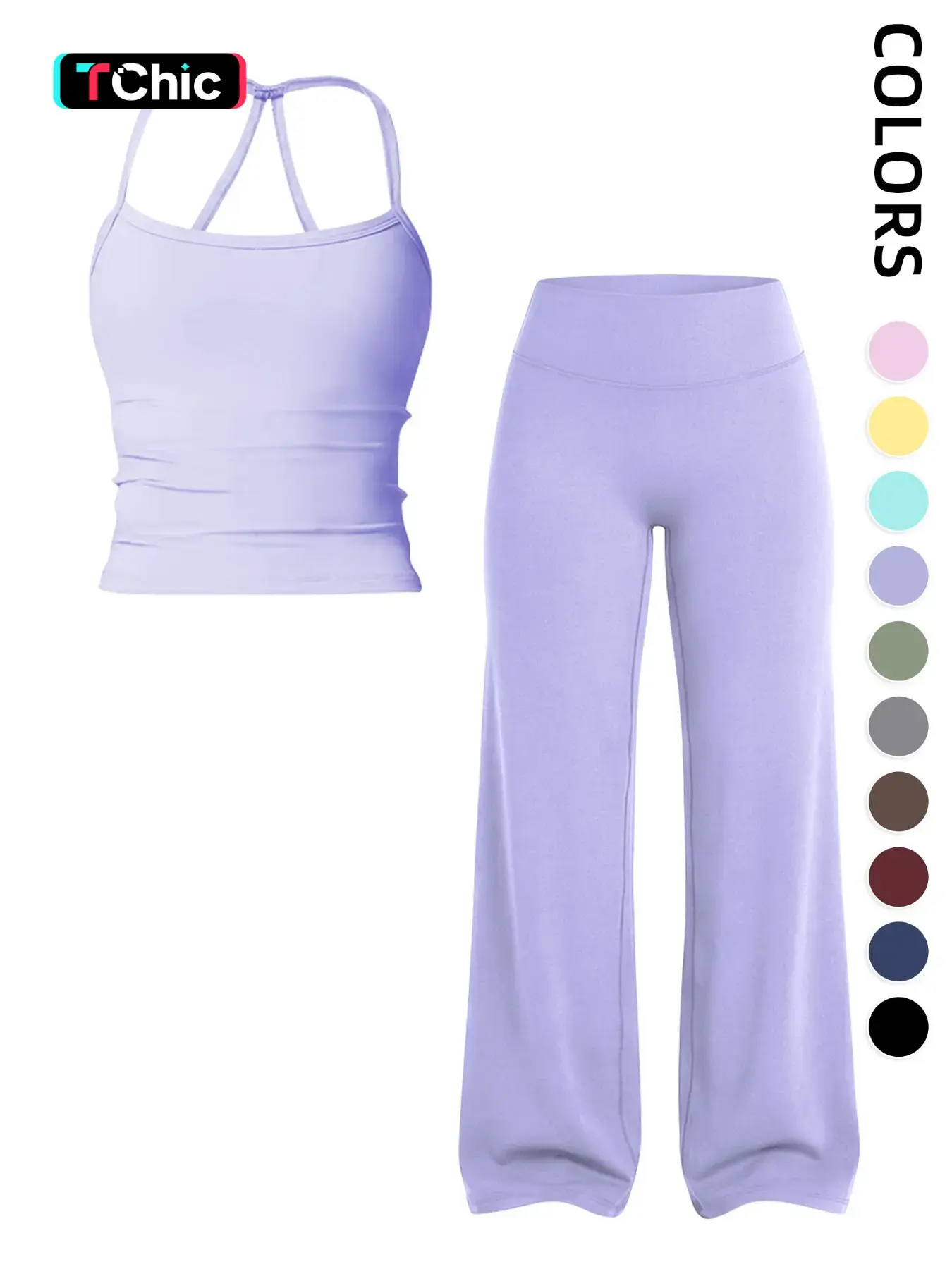 Women's Sportswear Two-Piece Set High-Waisted Straight-Leg Pants Yoga Quick-Dry Tight-Fit Fitness Casual Sports Wear, Outdoor Stretchy Sportswear Gym Yoga Activewear