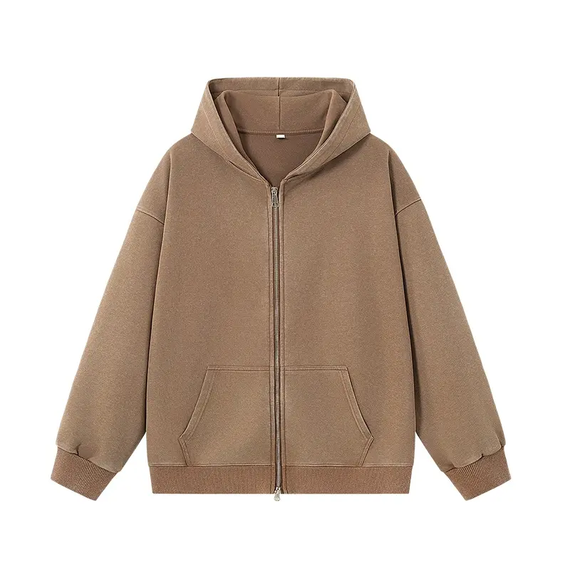 Men's Zip Up Hoodie - Soft Washed Knit Longsleeve Hooded Casual Warm Sweatshirt with Classic Kangaroo Pocket, Raglan Sleeves, Ribbed Cuffs, Ribbed Hem, Loose Fit for Daily Commute, Leisure Streetwear Outerwear, Plain Menswear Tops, Longsleeves