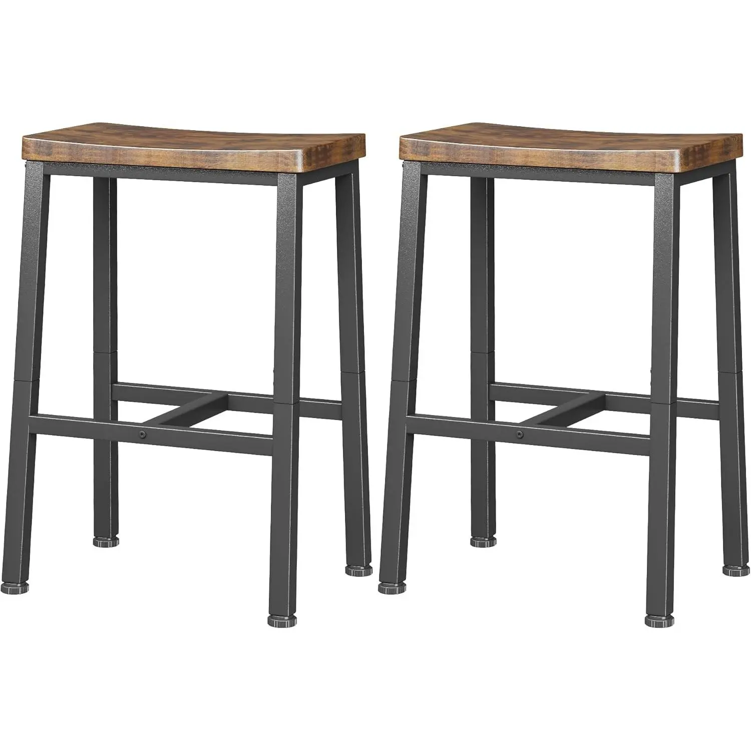 Bar Stools, Counter Height Bar Stools Set of 2, 23.6 Inch Saddle Stools with Footrests, Industrial Kitchen Counter Seat for Dining Room, Kitchen, Counter, Rustic Brown