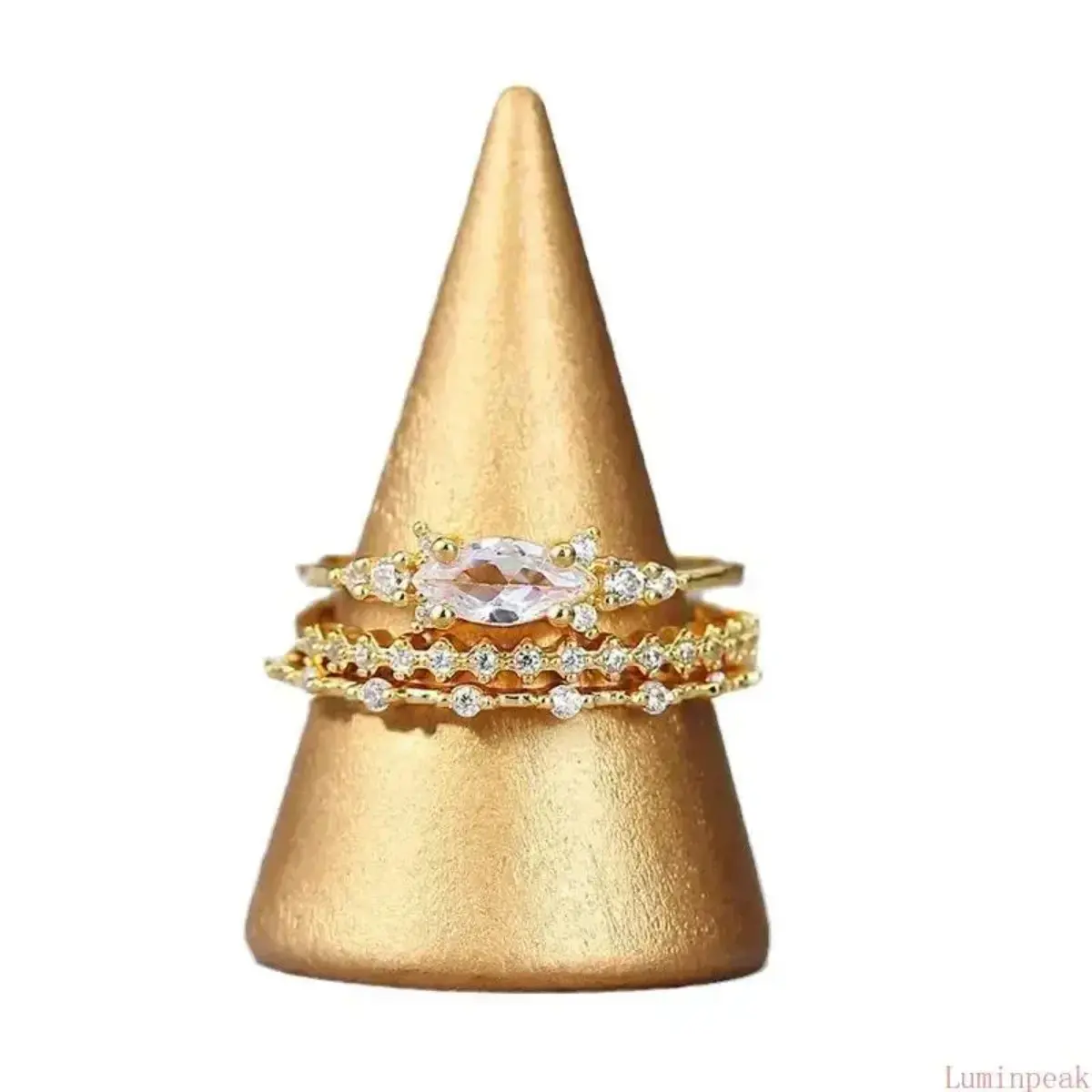 Women's Minimalist Marquise Cut Cubic Zirconia Stacking Ring Set - Lightweight Gold or Silver Tone Marquise Rings, Daily Wear Costume Jewelry Accessories Jewelry Rings Engagement Ring Band