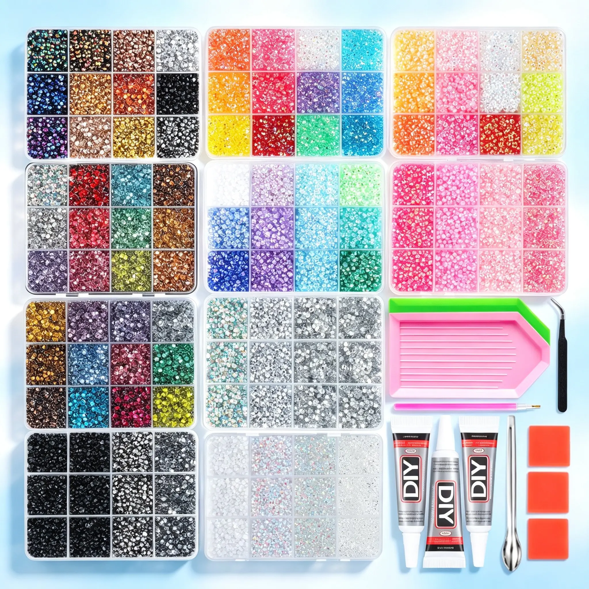 120-Colors Dazzling Semi-circular Jelly AB Resin Nail Rhinestones Charms 3mm Hot Selling Colorful Flatback Gems Nail Bedazzled Rhinestones Kit with Tools DIY Handle Tumblers Headphones Nails Ornaments