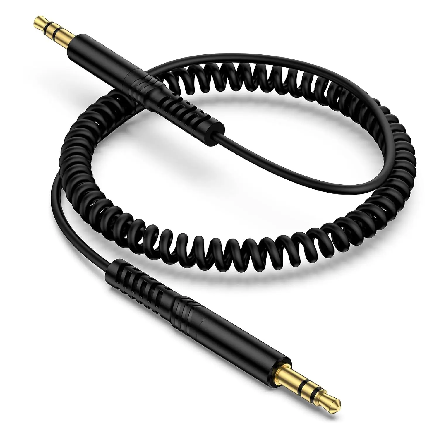 Coiled 3.5mm to 3.5mm Audio  6FT, Retractable Male to Male Aux Cord