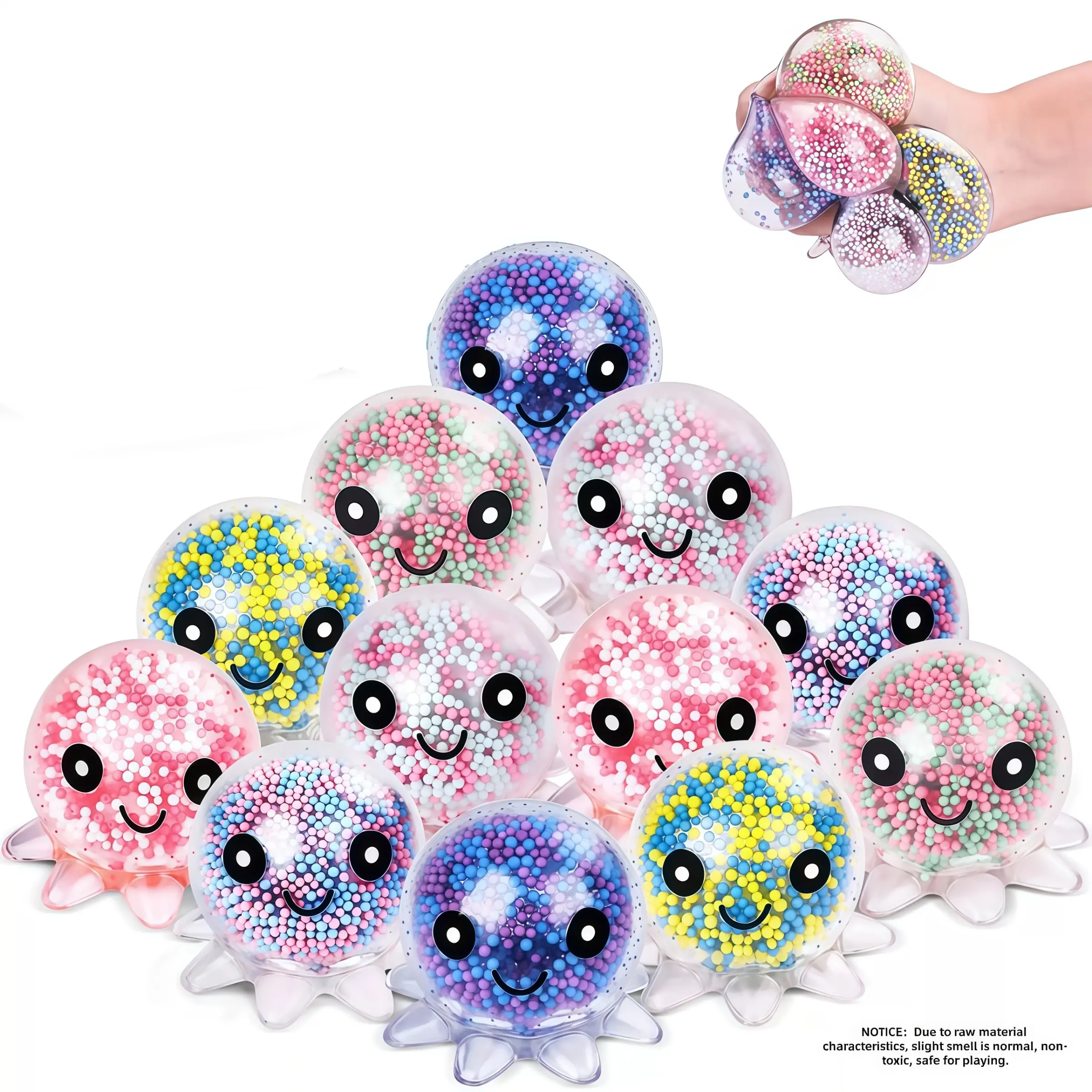 2 Pack Cute Octopus Stress Relief Fidget Finger Balls, Soft Slow Rising Squeaky Sensory Squeeze Toys, Anti-Boredom for Office Adults & Anti-Distraction for Kids, Ideal for Classroom Prizes, Birthday Party Favors, Graduation Gifts,Holiday Goodie Bag Stuffs