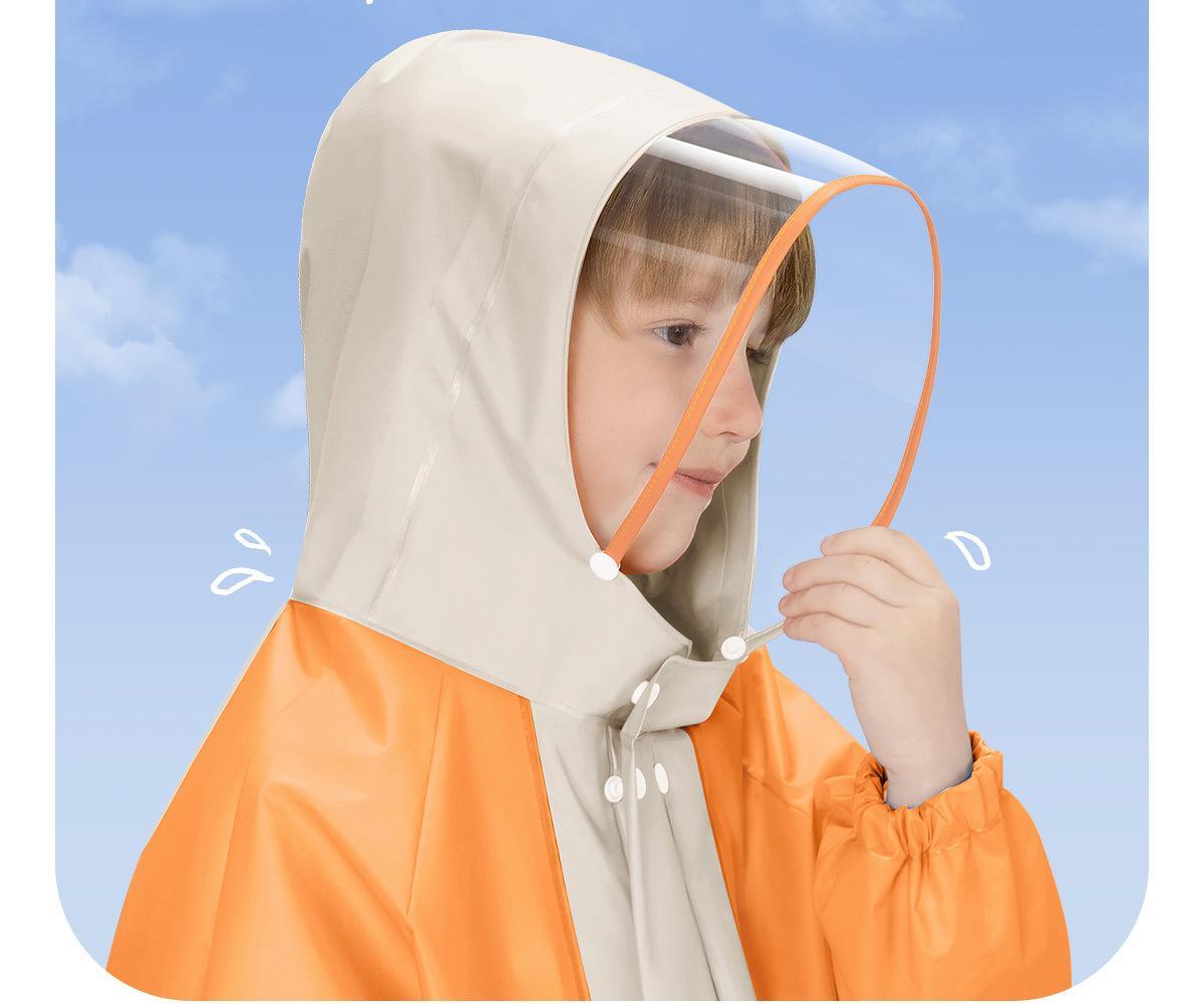 College style kindergarten with backpack, full body waterproof raincoat and raincoat