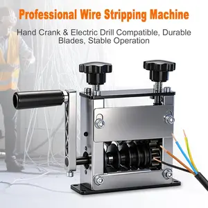 Professional Wire Stripping Machine, Hand Crank & Electric Drill Driven Copper Wire Stripper, Multi-Hole Scrap Cable Peeler Tool (3mm-17mm) for Electricians & Metal Recycling