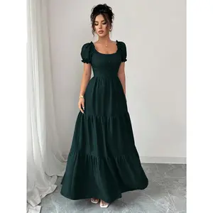 Elegant Women's Long Dress with a Unique Neckline Design, Multi-layer Patchwork, Ruffle Trim, Slim-fit Cut/draped/layered/holiday Attire/Bohemian Style/casual Vacation/African Flair/bridesmaid Gown/elegant Party Wear/date Night, Women's Dress/1pc/New