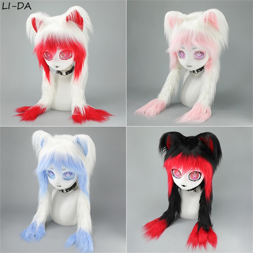 Fursuit Kigurumi Head Mask Furry Cosplay Costume Head Base Comiket Furries Rubbit Doll Cat Doll Kig Costume Lolita Cat Ears Head
