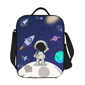 1-Pack — Astronaut/Space-Themed Portable, Reusable Cooler Bag (Insulated/Lunch Bag); An Essential for Camping, Picnics, and the Beach; Suitable for Use at Home, Restaurants, Offices, Construction Sites, and Outdoor Settings.