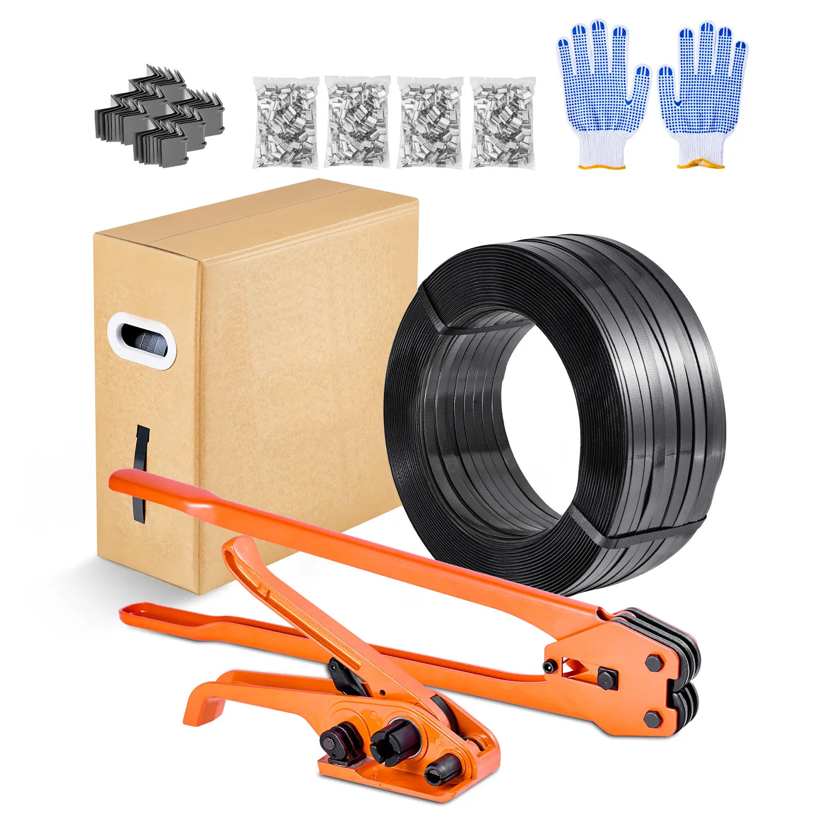 Banding Strapping Kit, Heavy Duty Banding Sealer Tool with Pet Band, 1500 lbs / 680 kg Breaking Strength, PET Strapping