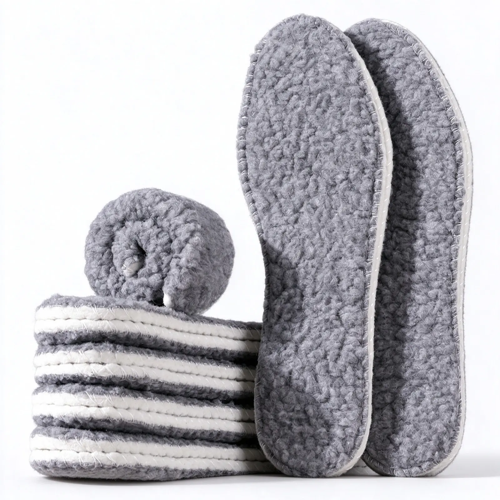 Men Sherpa Fleece Shoe Insoles, Thickened Thermal Winter Foot Pads, Soft Cushioned Breathable Sweat Wicking Odor Resistant Inserts, Cozy Warm Replacement Insoles for Boots, Sneakers & Cold Weather Footwear