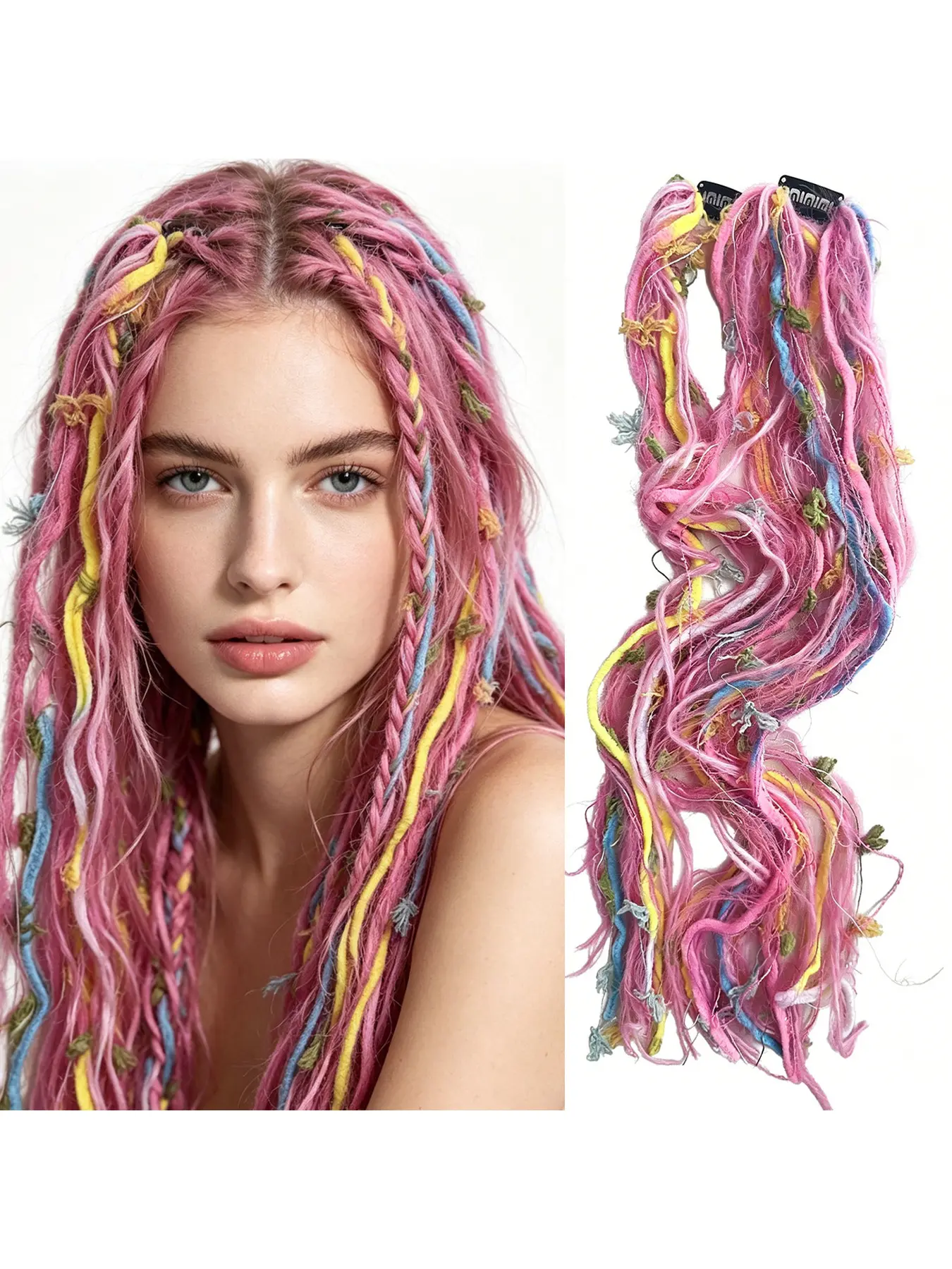 1 pair of Plush Melanin Inspired Colorful Long Tassel Hair Band with Braided Texture Bohemian Style Headband for Women Festival Costume Accessory