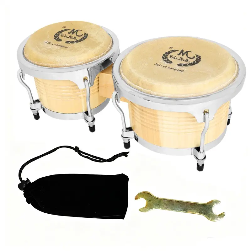 High-End Bongo Drum  7+9 Inch Oak Buffalo Leather remium Quality Musical Instrument  for Percussion Enthusiasts