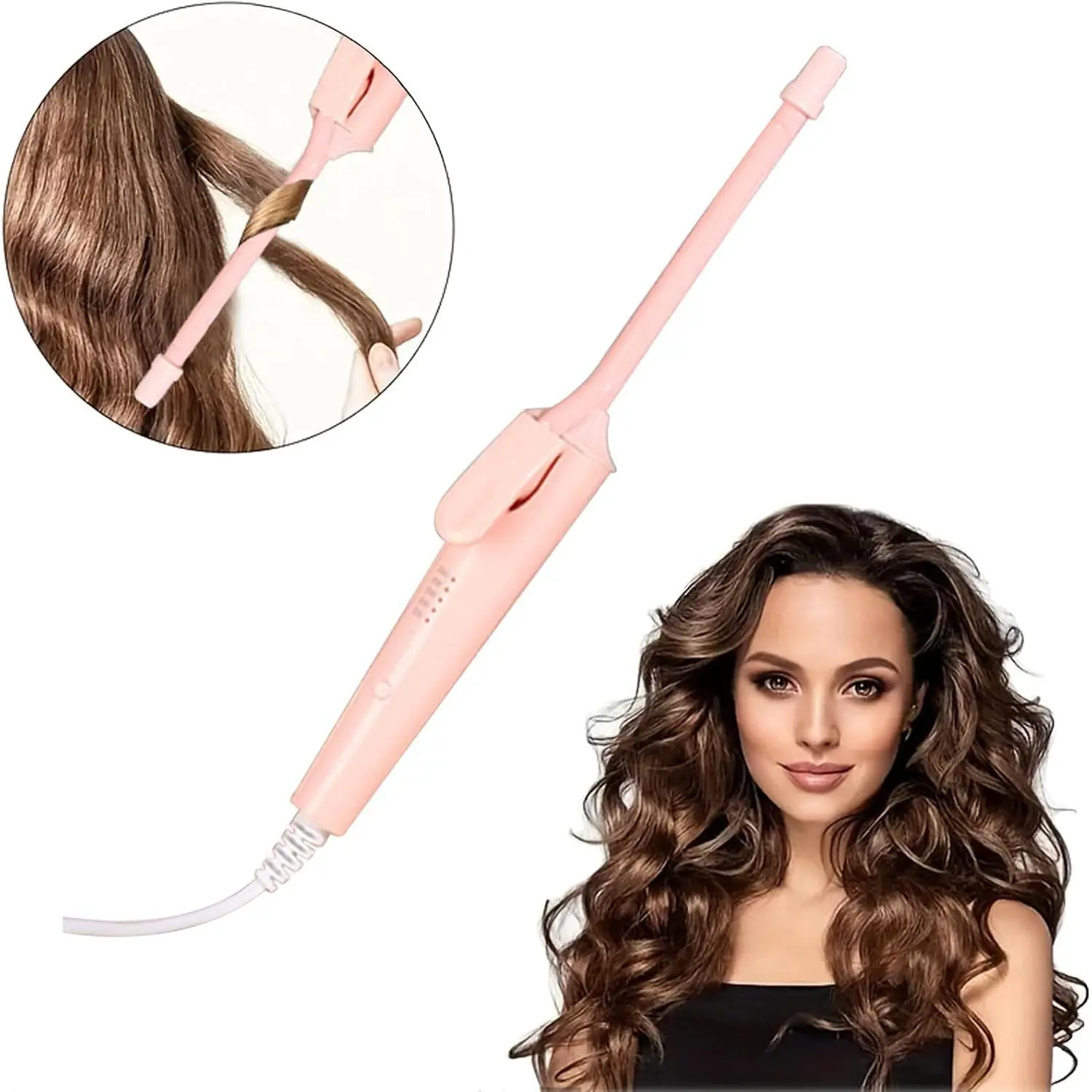 9mm Small Curling Iron Skinny Hair Wand with Digital Display, Fast Heating Ceramic Chopstick Curler for Short & Long Hair, Tight Curls Styling Tool