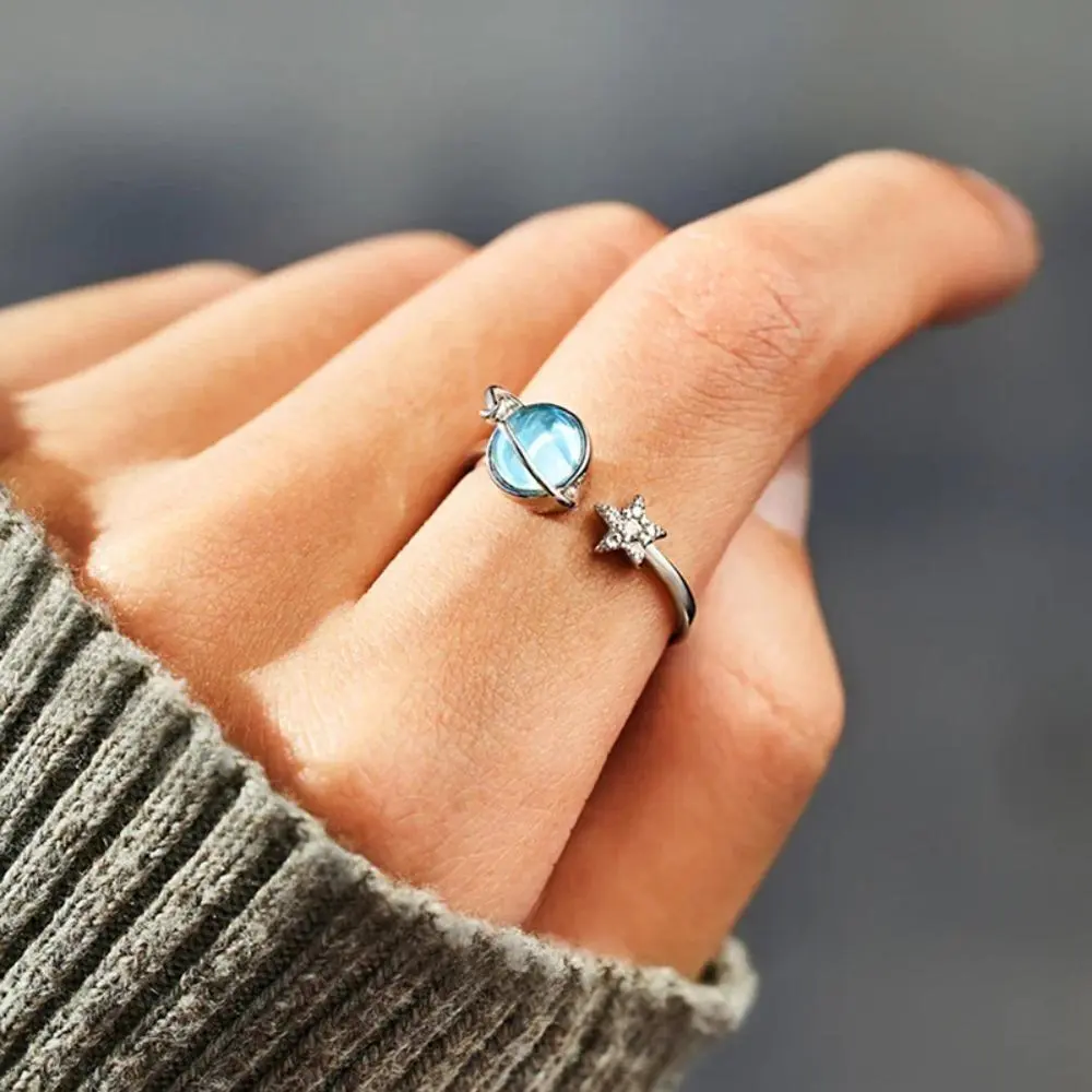 To My Daughter Fidget Ring, 2.2g Star And Moon Rotatable Anxiety Meditation Ring for Women, Witchy Fashion Jewelry, Perfect Holiday Haul Gift for Christmas Birthdays Anniversaries, Anxiety Relief, Adjustable Open Band