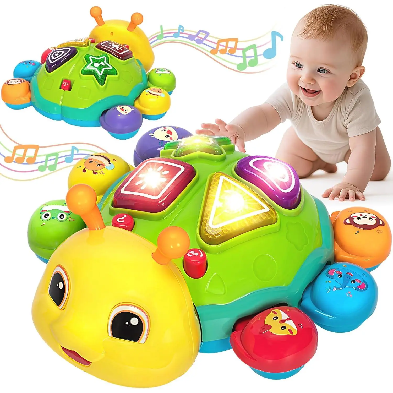 Baby Crawling Toys for 6-12 Months, Musical Toys for Infants 7 8 9 10 11 Months, Early Learning Educational Toy with Light Sound, Tummy Time Development Toys, Christmas Birthday Gifts for 1 Year Oldfidget toys