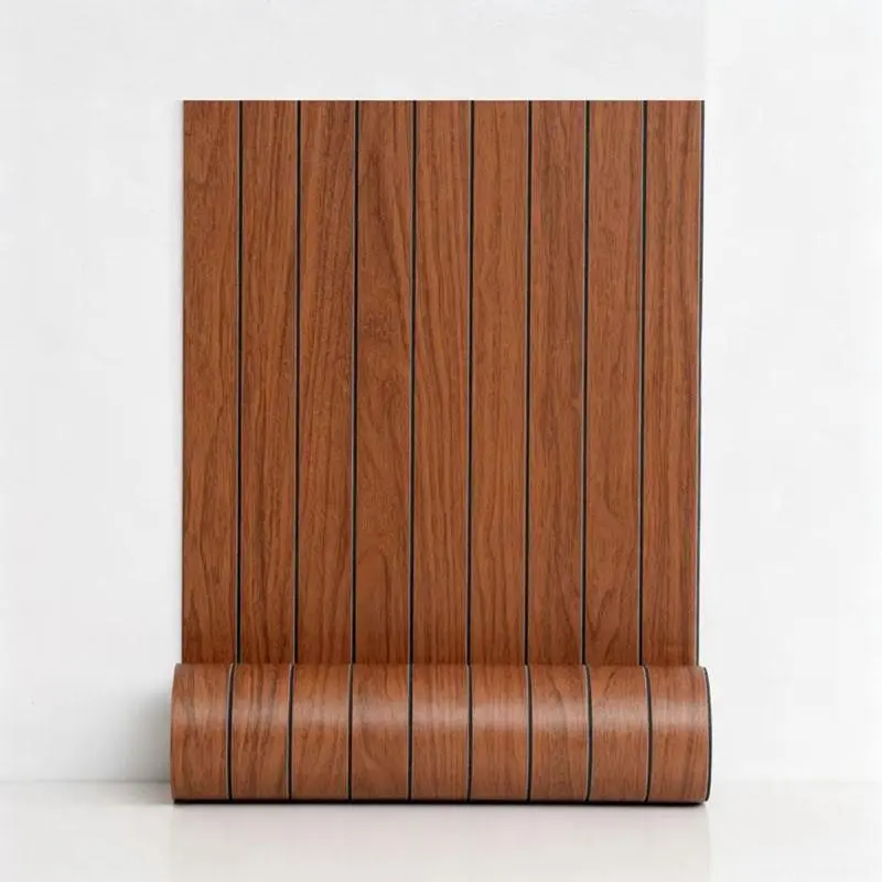 3D wood grain self-adhesive decorative panel, Wall paneling, PVC waterproof and moisture-proof grille wall panel, large size 15.7×120 inches, easy to install once pasted, can be used for walls and furniture, suitable for home decoration