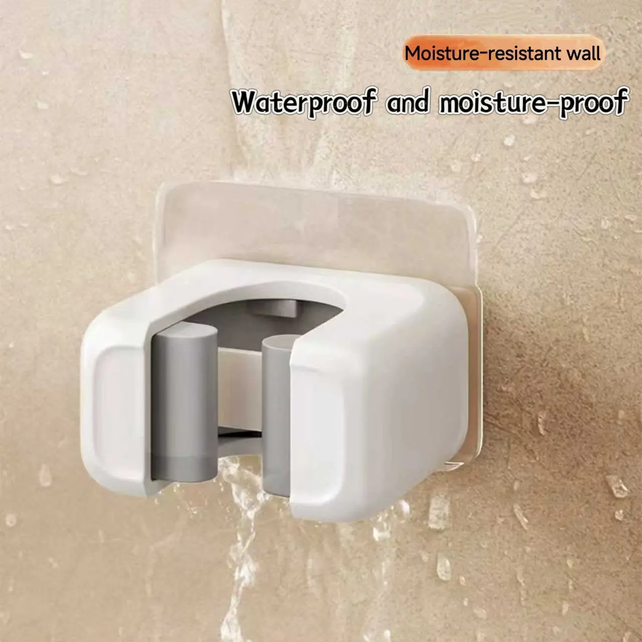 2 Pcs Wall Mounted Mop & Broom Holder – No-drill adhesive storage clips with strong grip for mops, brooms and cleaning tools. Space-saving plastic organizer for kitchen, bathroom, laundry room and home, easy installation without screws, Versatile Use