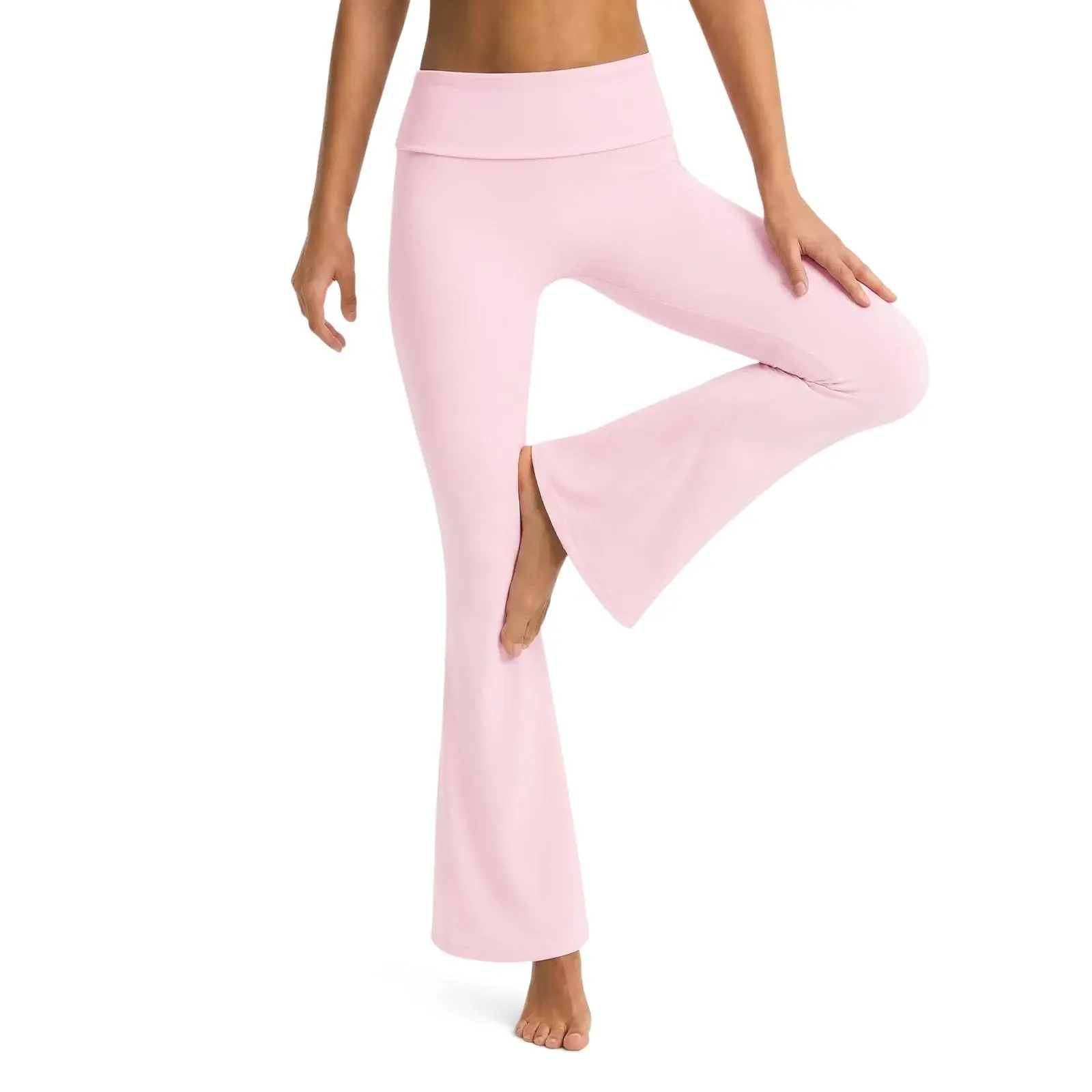 Aoysky Women's Flare Compression Yoga Pants, Buttery Soft High Waisted Leggings with Fold Over Tummy Control, Breathable Casual Gym Trousers, Breathable Workout Pants, Athletic Casual Pants