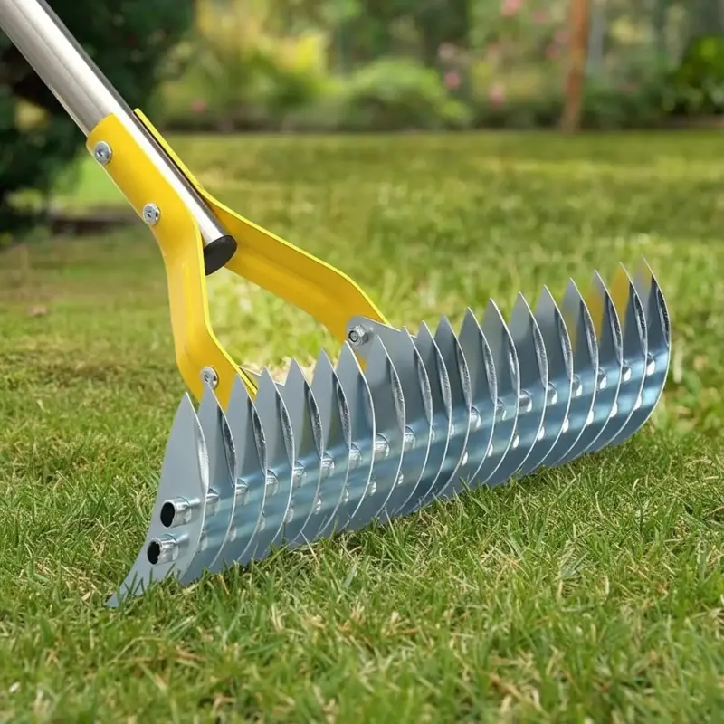 Thatch Rake for Lawns - 15in Dual-Action Dethatching Rake with 70'' Handle, Heavy Duty Manual Dethatcher & Scarifier Tool for  Grass,Moss,Weeds,Thatching Remover,Garden Yard Soil LooseningThatcher