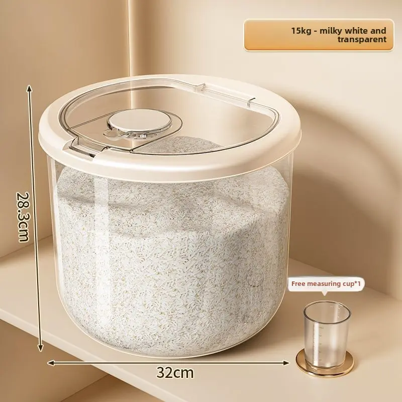 Airtight Grain Storage Can: Multi-Purpose Food-Grade Container For Rice/Flour, Insect-Proof & Moisture-Proof Home Organizer, Transparent Lid
