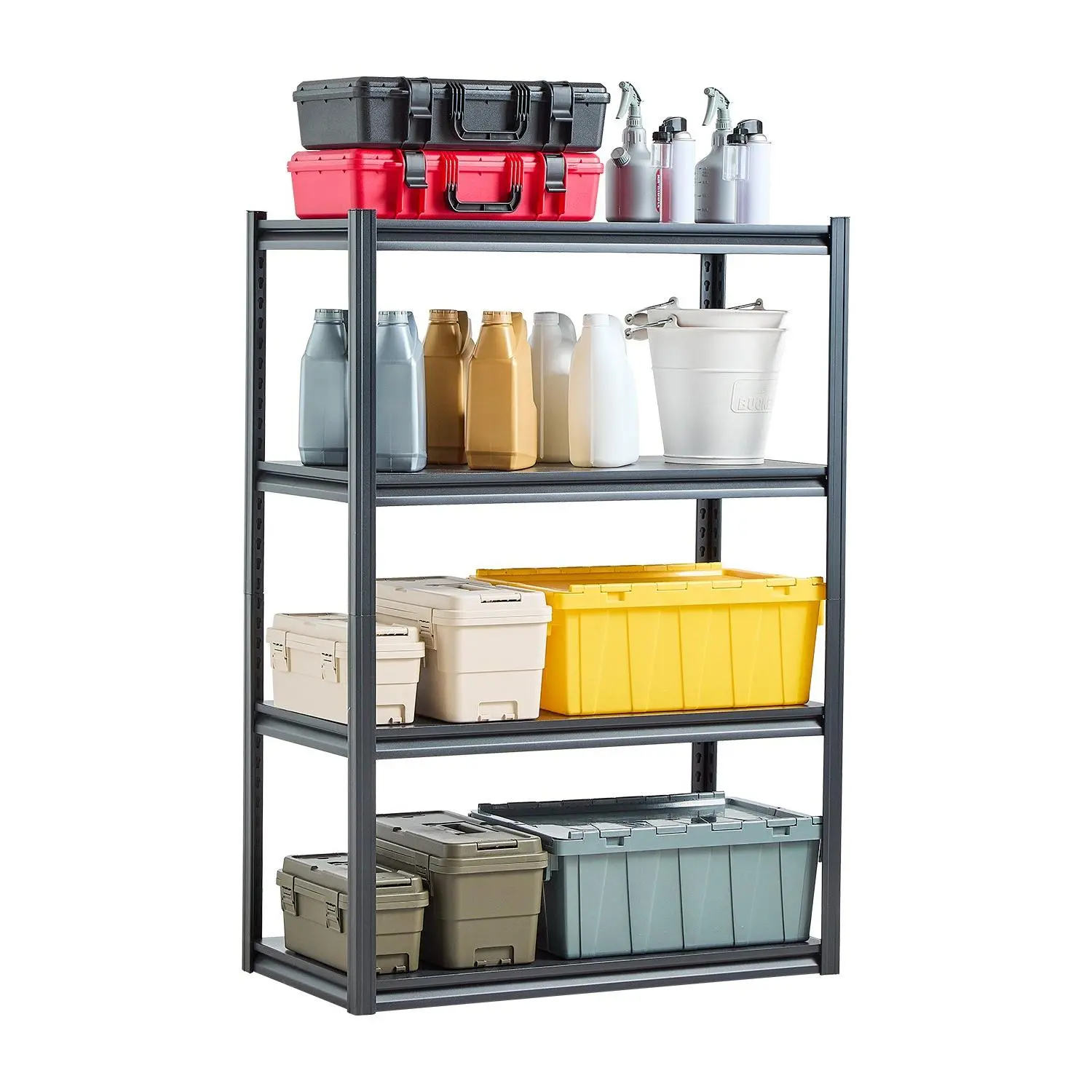 VEVOR Storage Shelves, 2400 lbs, 4 Tier Garage Storage Shelving, 20" Dx 40" Wx 57" H Adjustable Metal Shelves for Garage Shelves Utility Rack Shelf, Ideal for Kitchen, Warehouse, Basement, Black