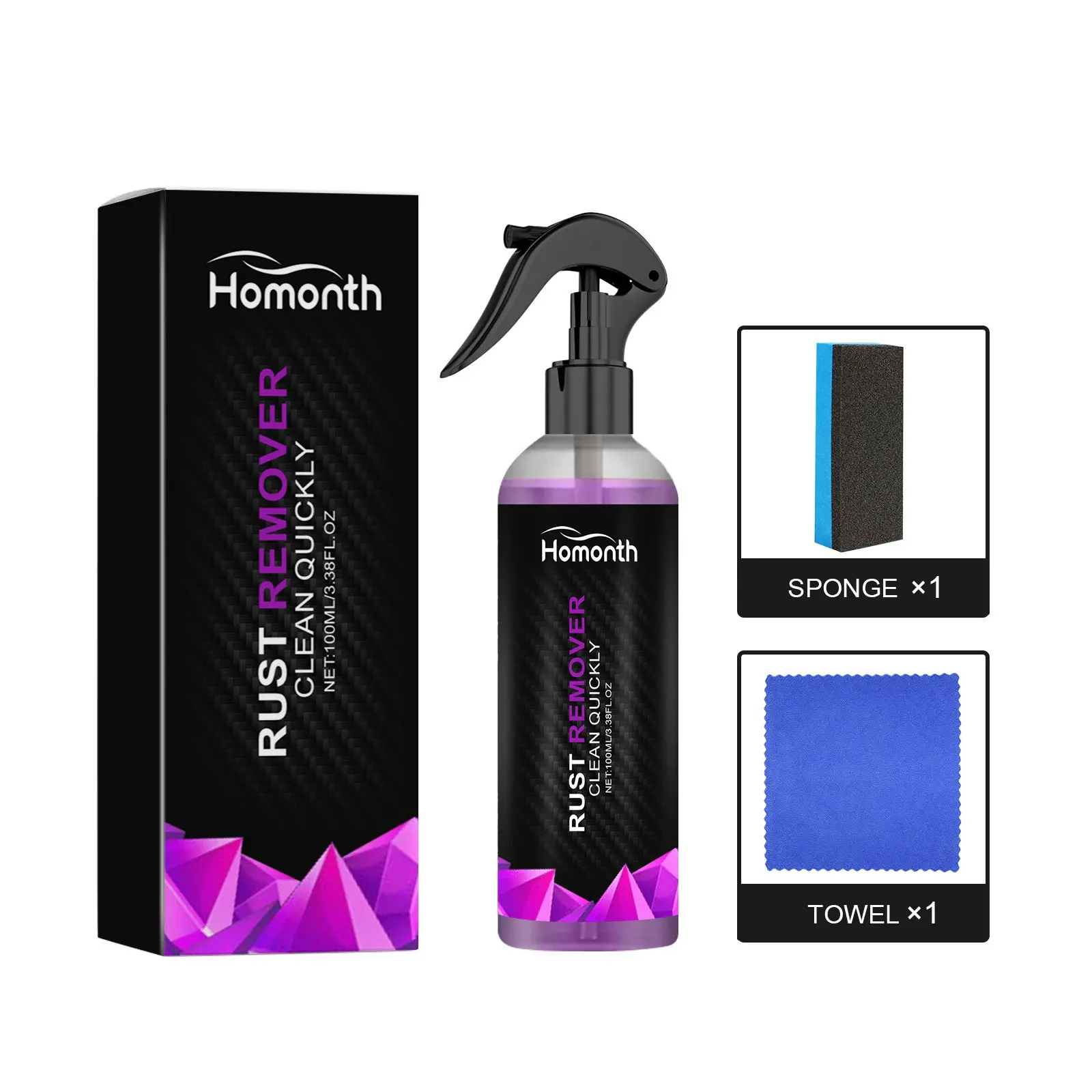 Homonth Car Rust Remover, Metal Parts Anti-Rust Cleaner, Renovation Agent, Prevents Oxidation, Converts Rust, Automotive Maintenance Tool, Rust Removal Spray