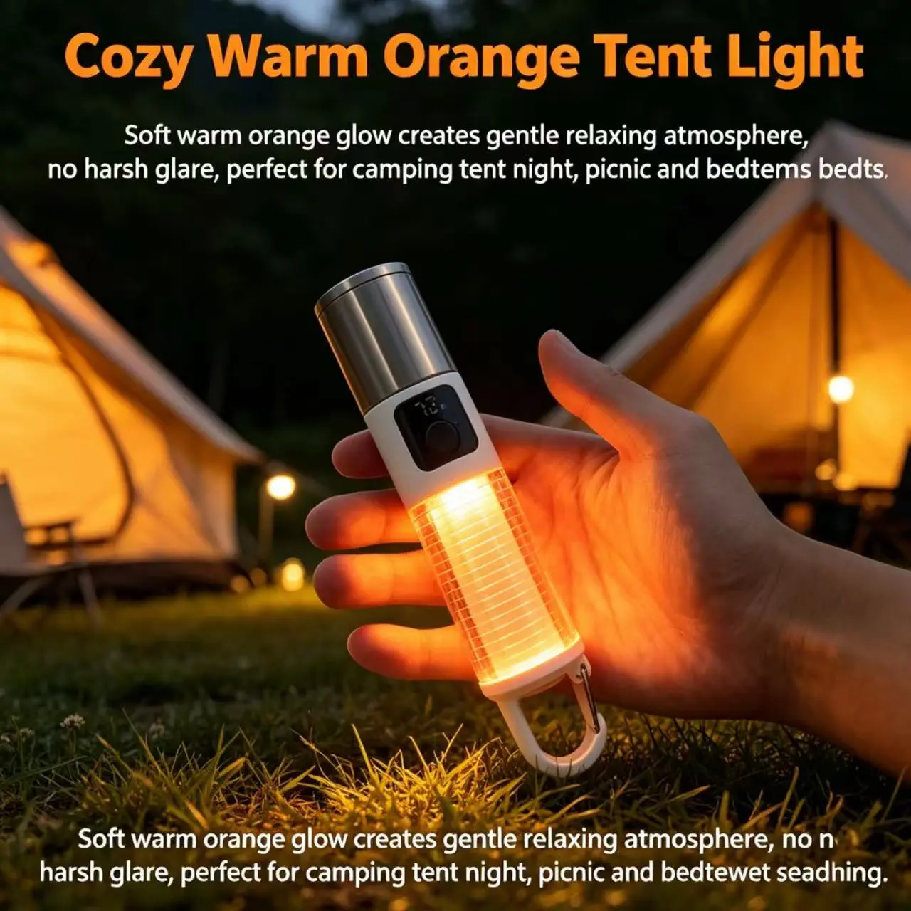 Product Name6-in-1 Retractable Multi-functional Hook Camping Flashlight For Tents, Equipped With 360° Ambient Camping Light And Red Warning Strobe Light, Digital Power Display, Suitable For Emergencies, Hiking, Power Outages And Other Scenarios