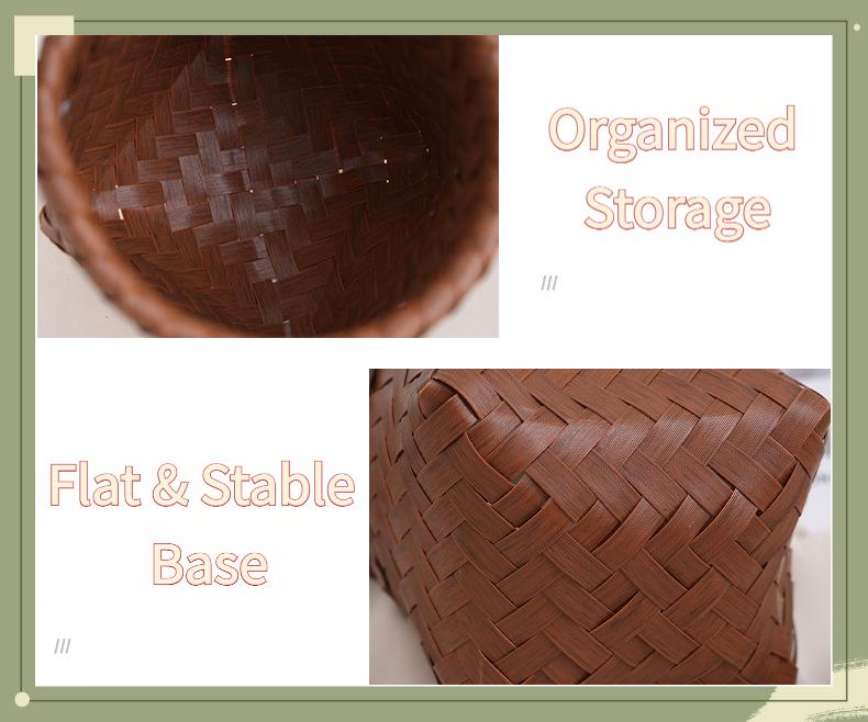 Vintage wall-mounted imitation rattan woven storage basket for entryway, keys, miscellaneous items, large-capacity household snack storage basket