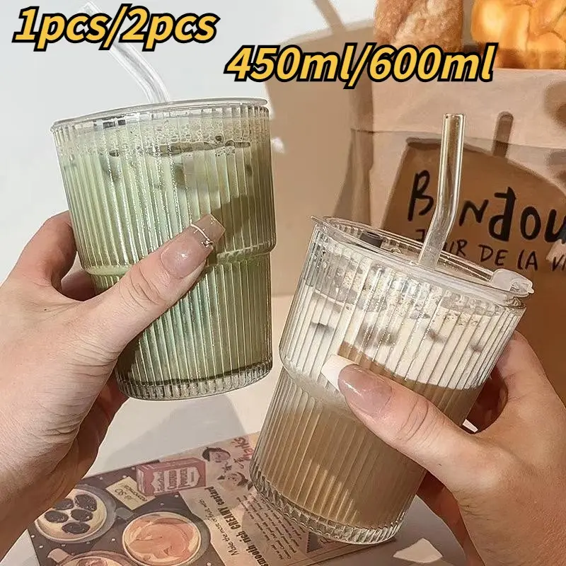 Insulated Glass Cup with Straw and Lid, Leak-Proof Portable Travel Mug for Coffee & Drinks, Drinkware Available in Single or Dual Pack